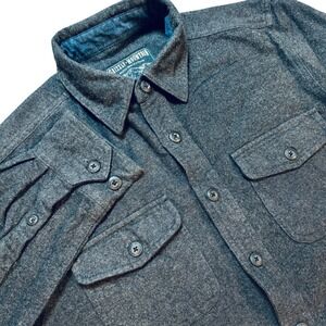 Grizzly Mountain Flannel sz S Shirt Mens Gray Button Up Long Sleeve Heavy Cotton